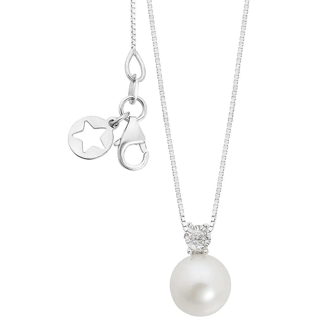 Collana Diamante gioiello Comete con perla pendente