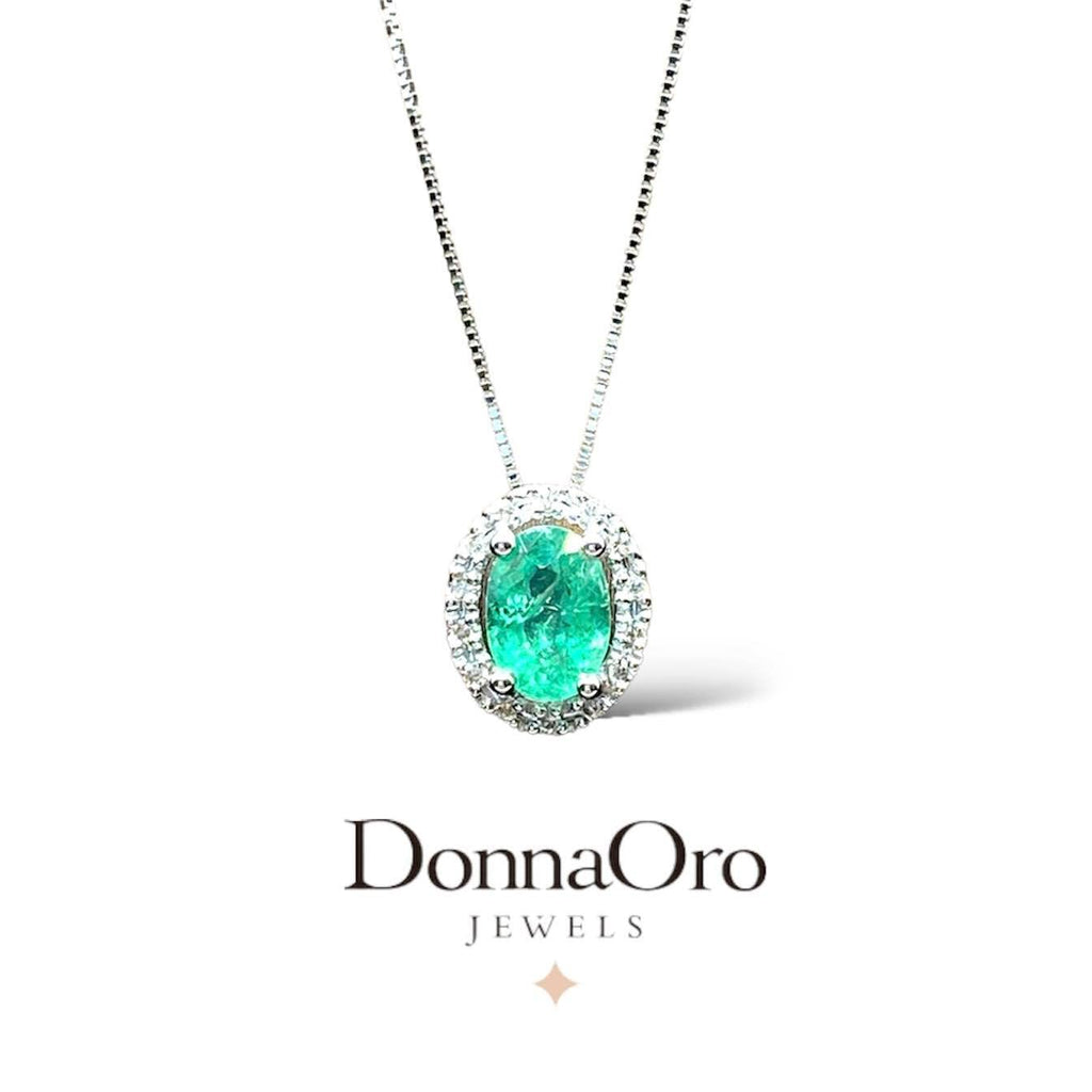 Collana Donnaoro in oro con diamanti e smeraldo DHPE9853.007