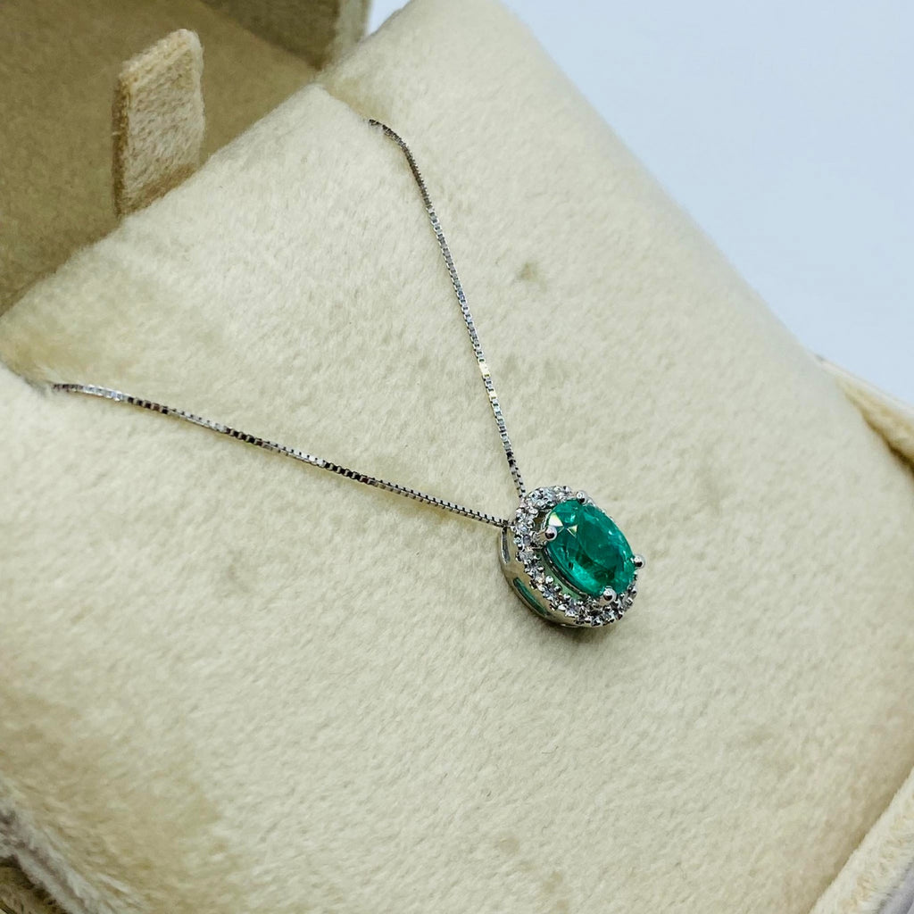 Collana Donnaoro in oro con diamanti e smeraldo DHPE9853.007