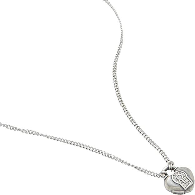 Collana Fossil donna con ciondolo cuore lucchetto in acciaio jf86380040