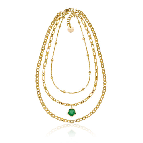 Collana Gipsy Unoaerre donna con cristallo verde 2201