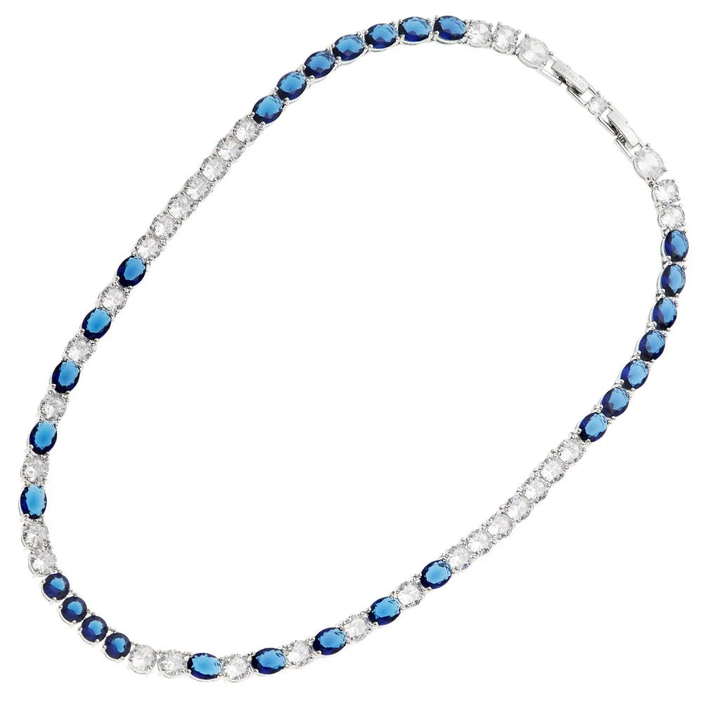 Collana Ottaviani donna con zirconi bianchi e blu