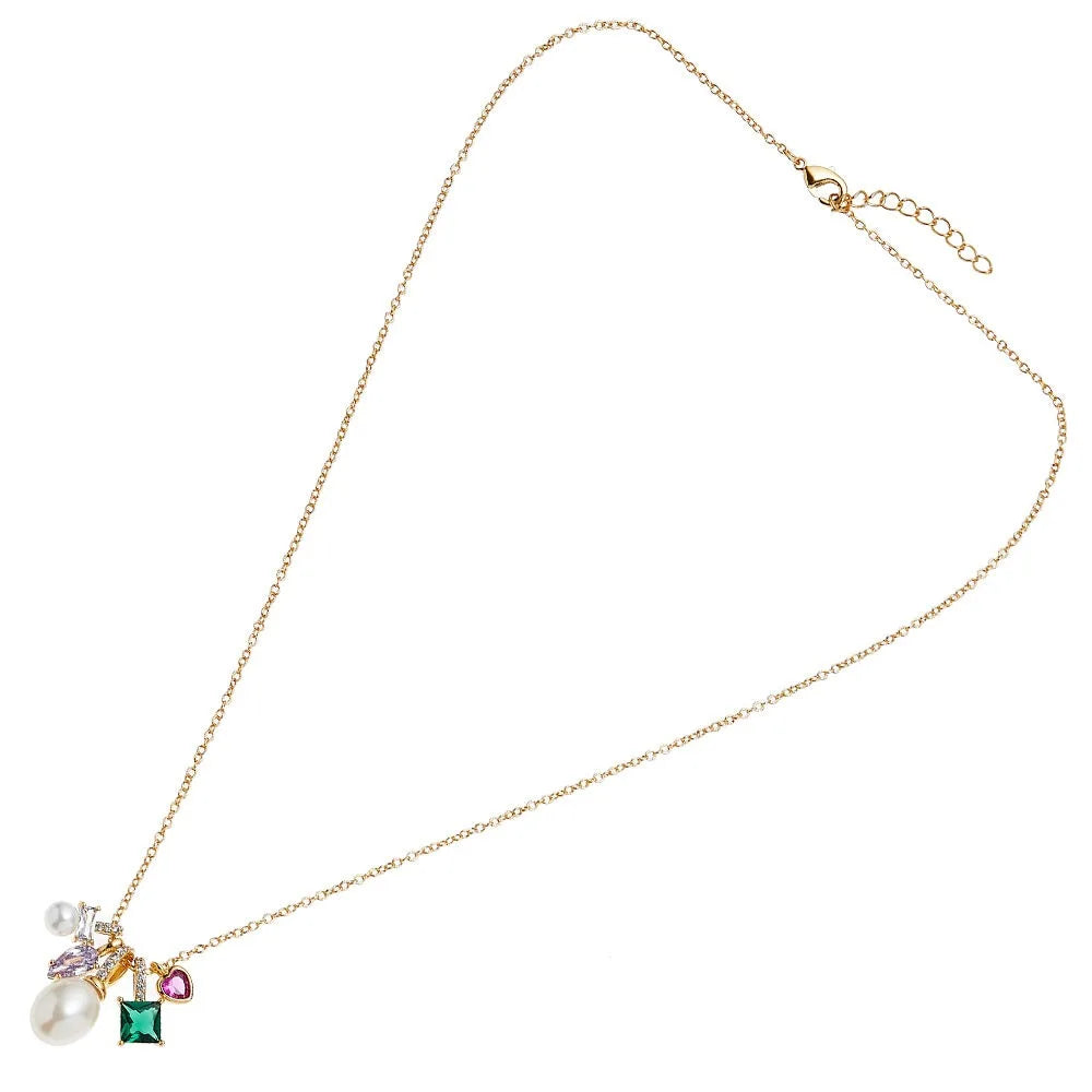 Collana Ottaviani dorata con cubic zirconia e perle 500885c