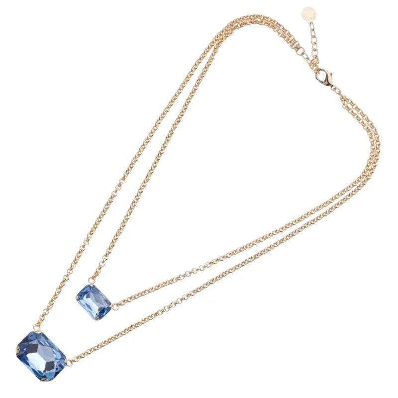 Collana Ottaviani rodiata con pietre blu 500940c