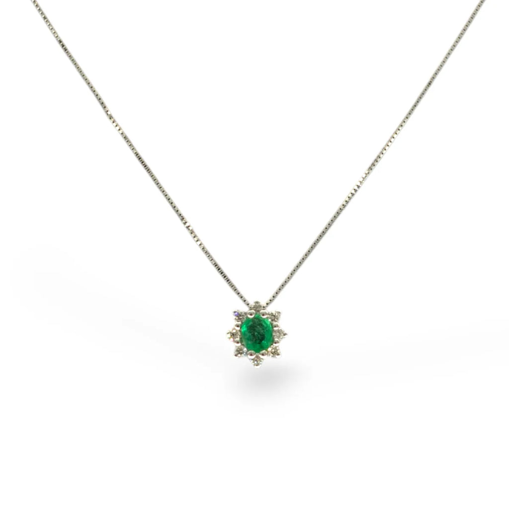 Collana Pg Gioielli donna con pendente smeraldo e diamanti