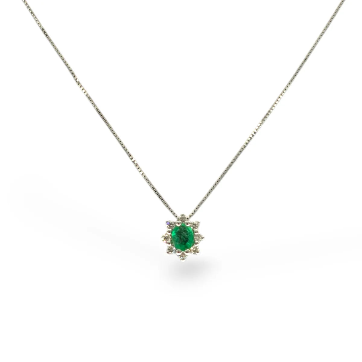 Collana Pg Gioielli donna con pendente smeraldo e diamanti