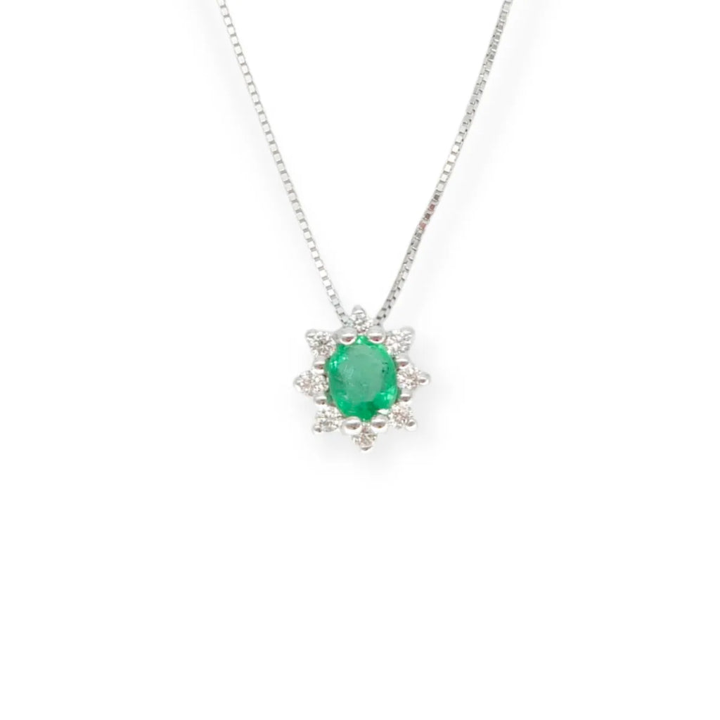 Collana Pg Gioielli donna con pendente smeraldo e diamanti