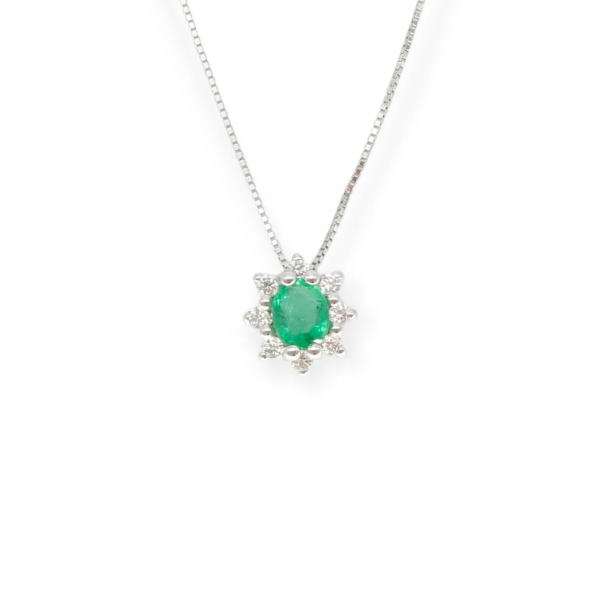 Collana Pg Gioielli donna con pendente smeraldo e diamanti