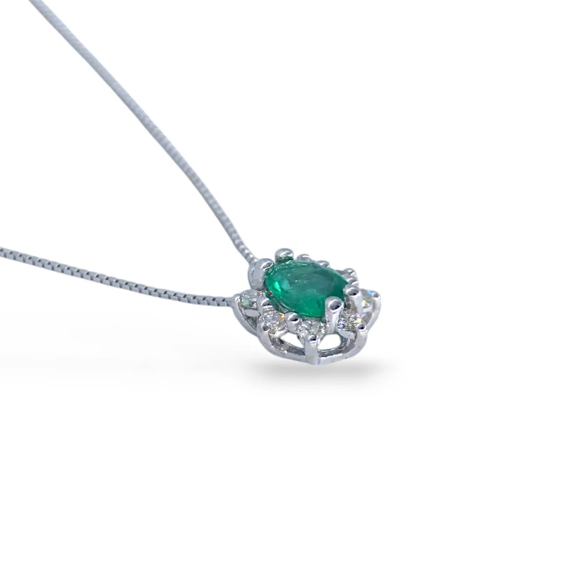 Collana Pg Gioielli donna con pendente smeraldo e diamanti