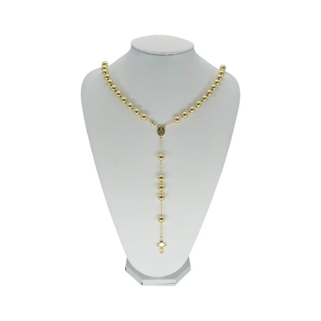 Vergoldete Rosenkranzkette, 80 cm, Unisex