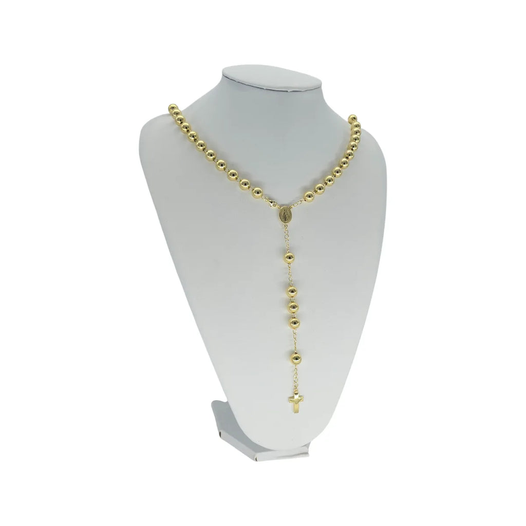 Vergoldete Rosenkranzkette, 80 cm, Unisex