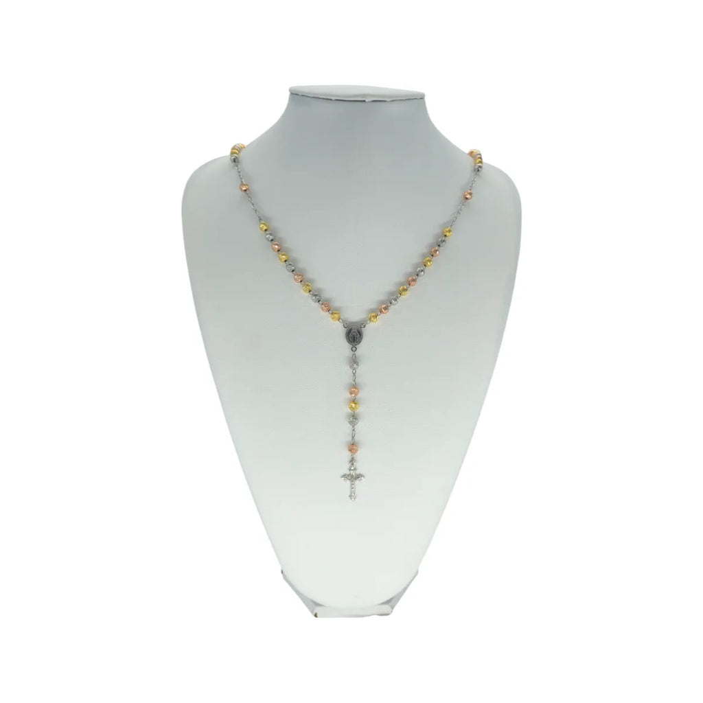Collana Rosario tricolore in argento 70 cm Unisex