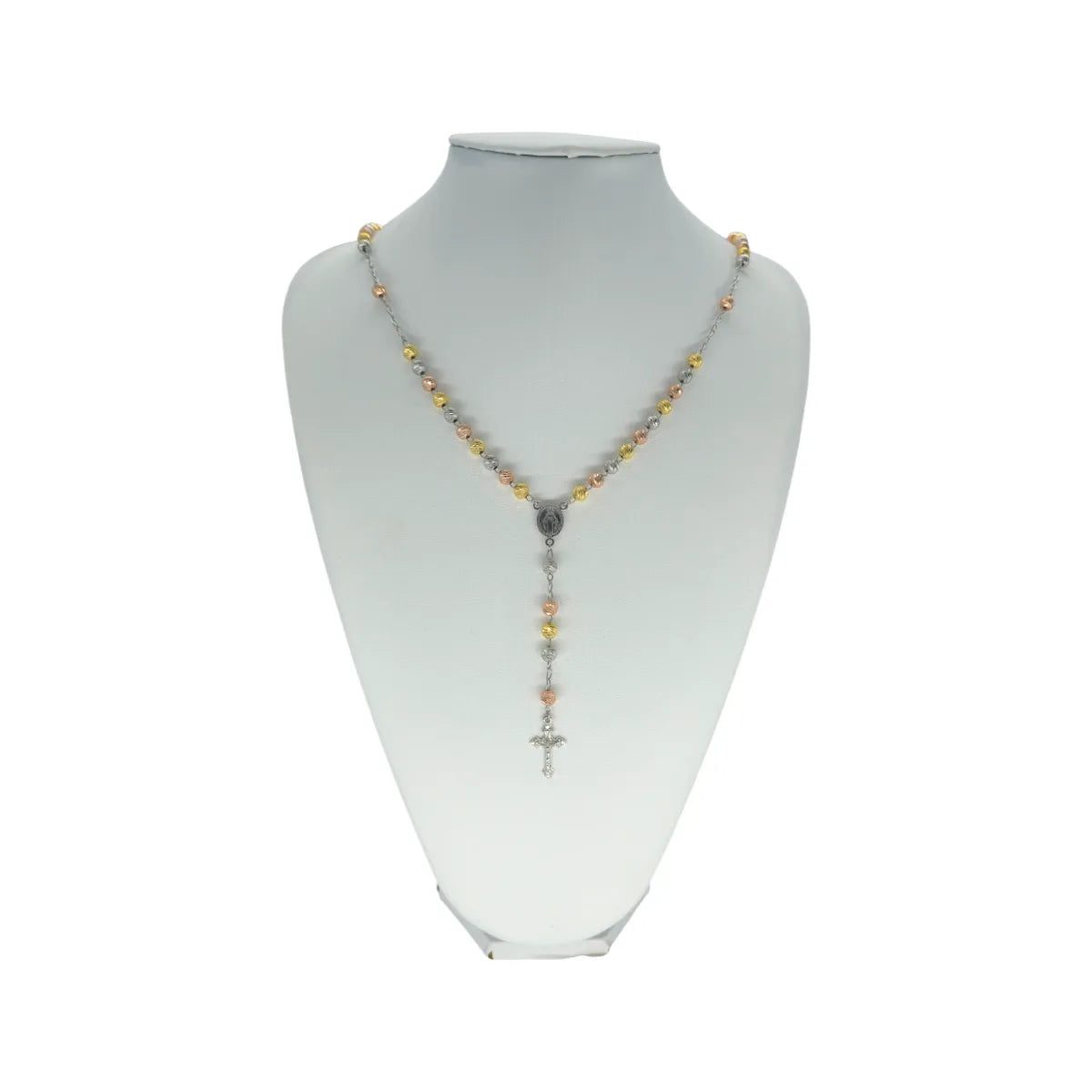 Collana Rosario tricolore in argento 70 cm Unisex