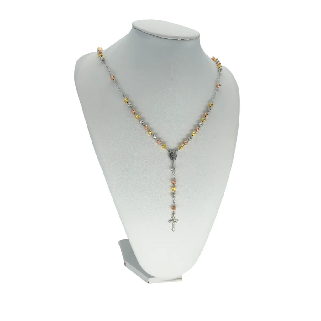 Collana Rosario tricolore in argento 70 cm Unisex