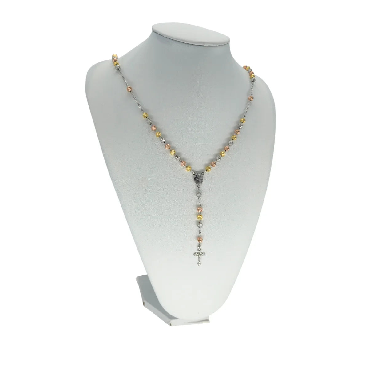 Collana Rosario tricolore in argento 70 cm Unisex