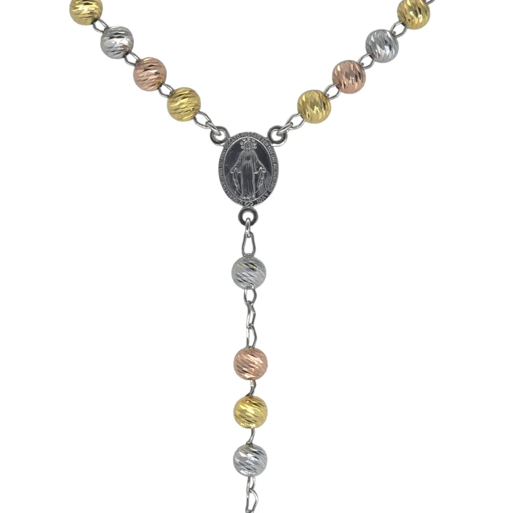 Collana Rosario tricolore in argento 70 cm Unisex