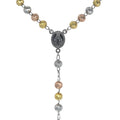 Collana Rosario tricolore in argento 70 cm Unisex