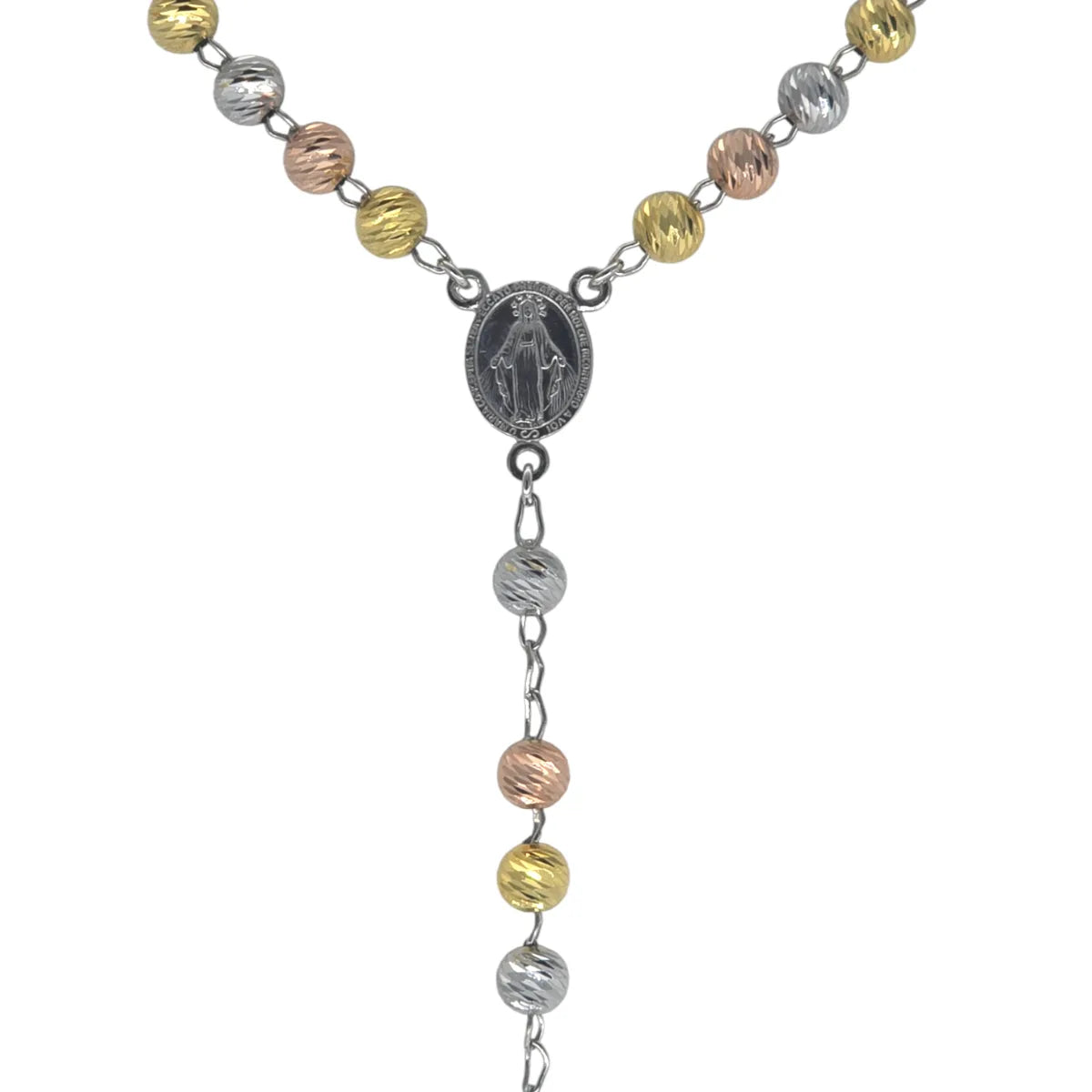 Collana Rosario tricolore in argento 70 cm Unisex