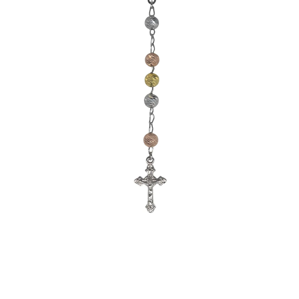 Collana Rosario tricolore in argento 70 cm Unisex