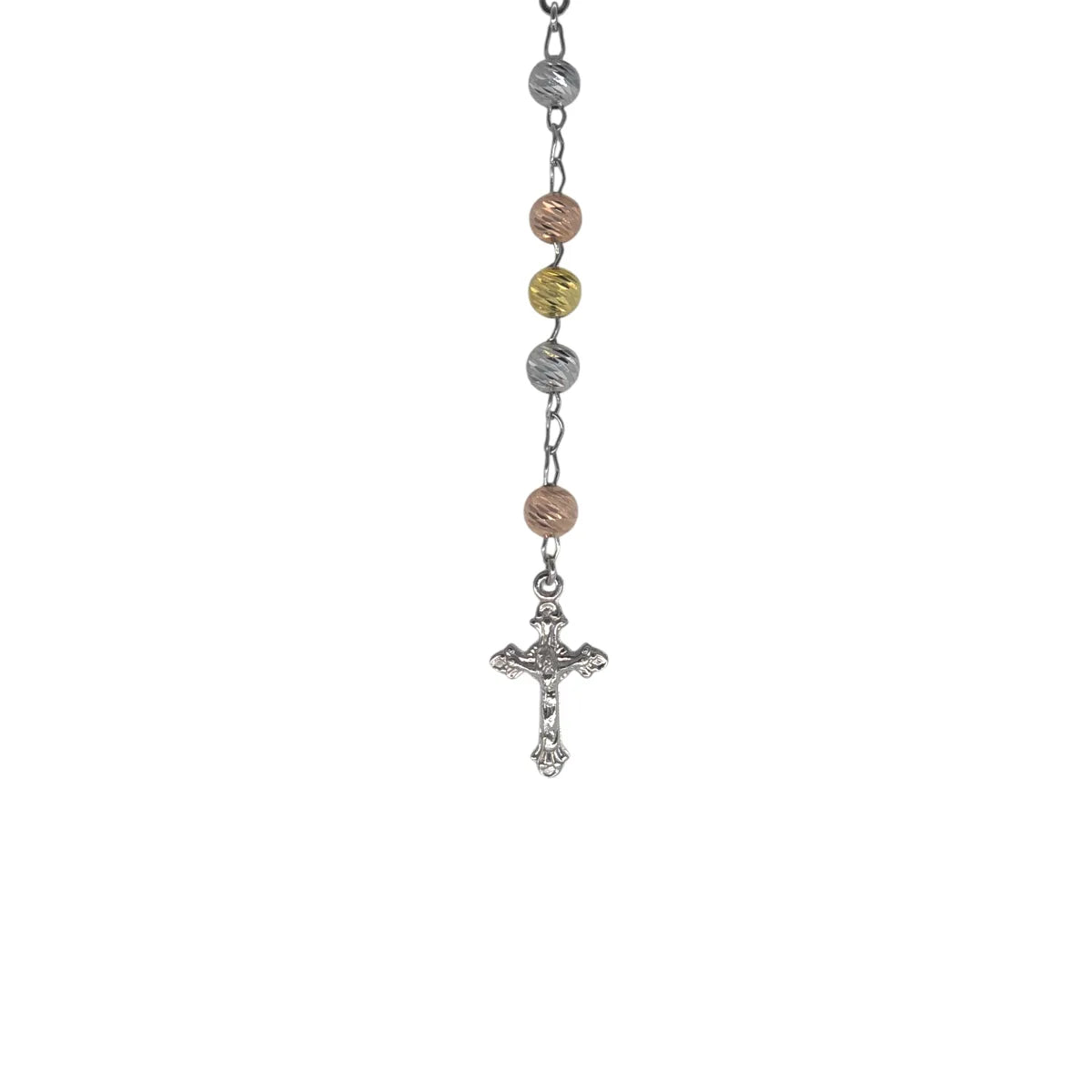 Collana Rosario tricolore in argento 70 cm Unisex