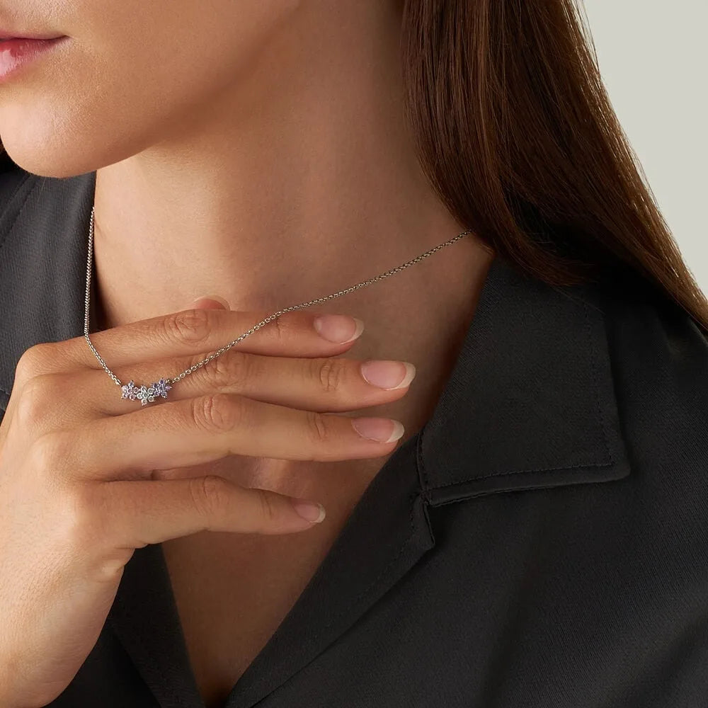 Collana Stroili donna in argento con fiori zirconati colorati