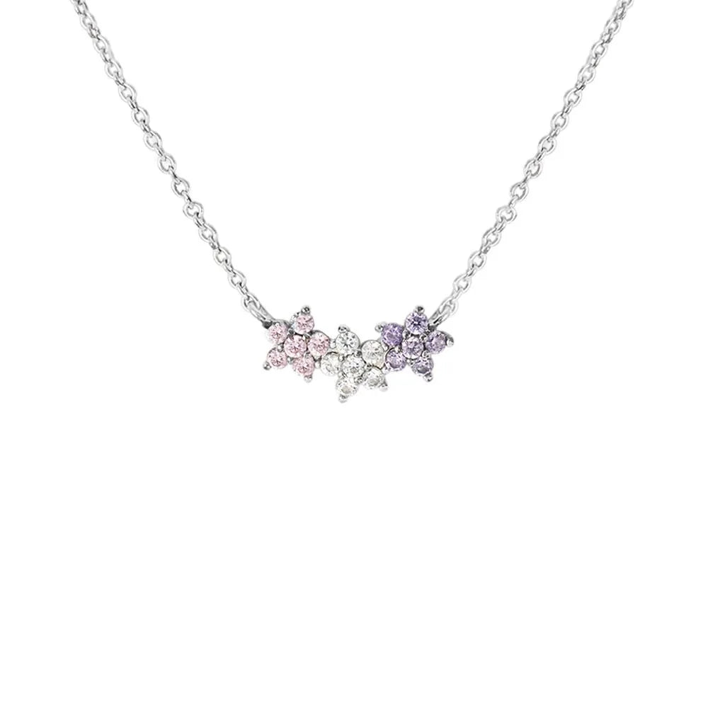 Collana Stroili donna in argento con fiori zirconati colorati