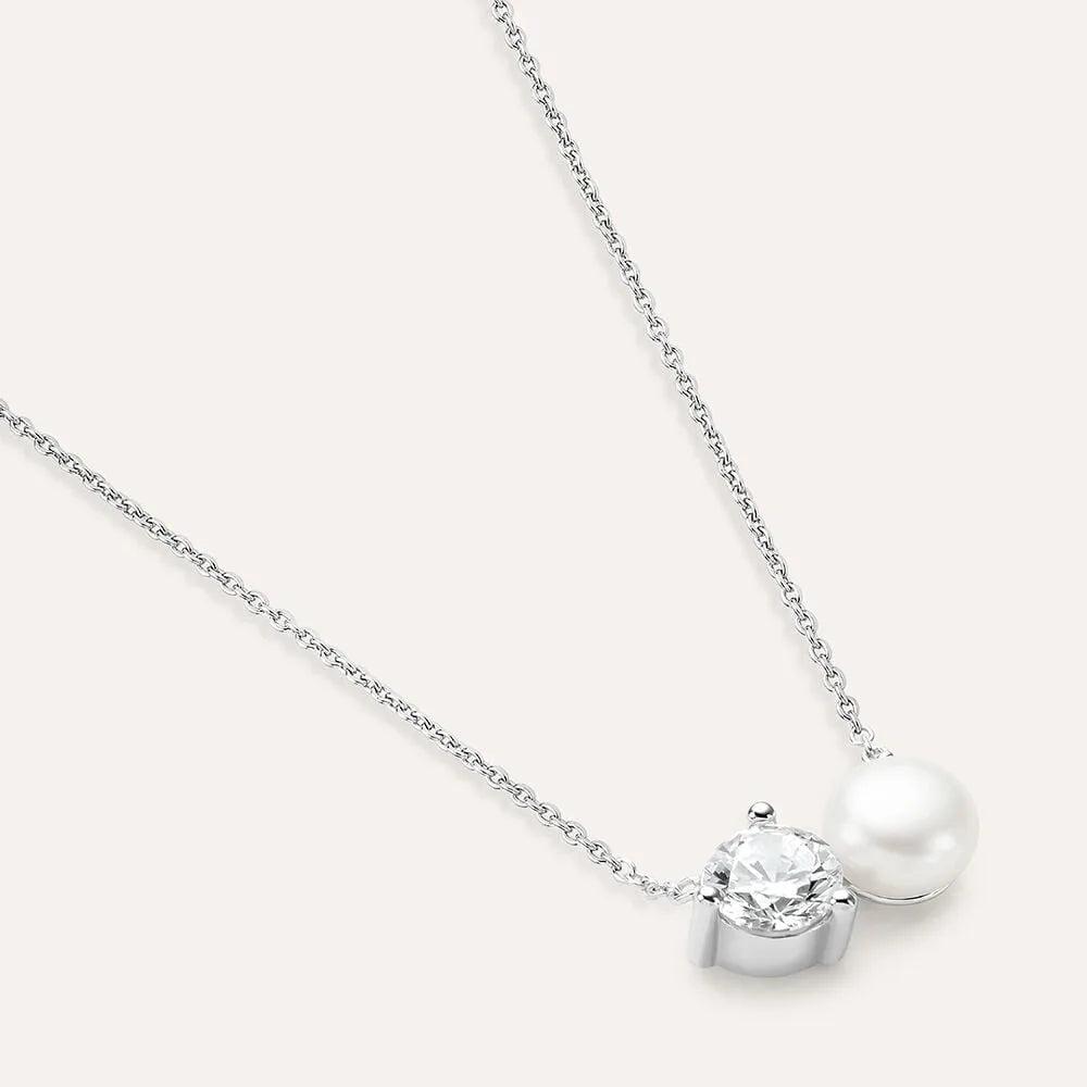 Stroili Damenhalskette aus Silber mit Perle und Zirkonia