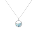 Collana Stroili donna in metallo rodiato con ciondolo circolare pietre azzurre e strass 1668617