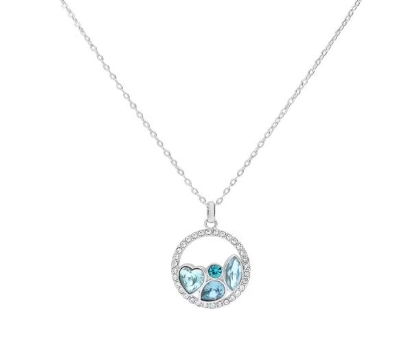 Collana Stroili donna in metallo rodiato con ciondolo circolare pietre azzurre e strass 1668617