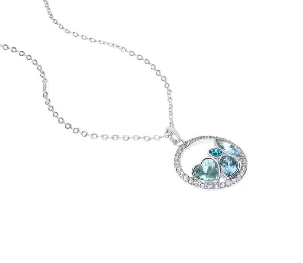 Collana Stroili donna in metallo rodiato con ciondolo circolare pietre azzurre e strass 1668617