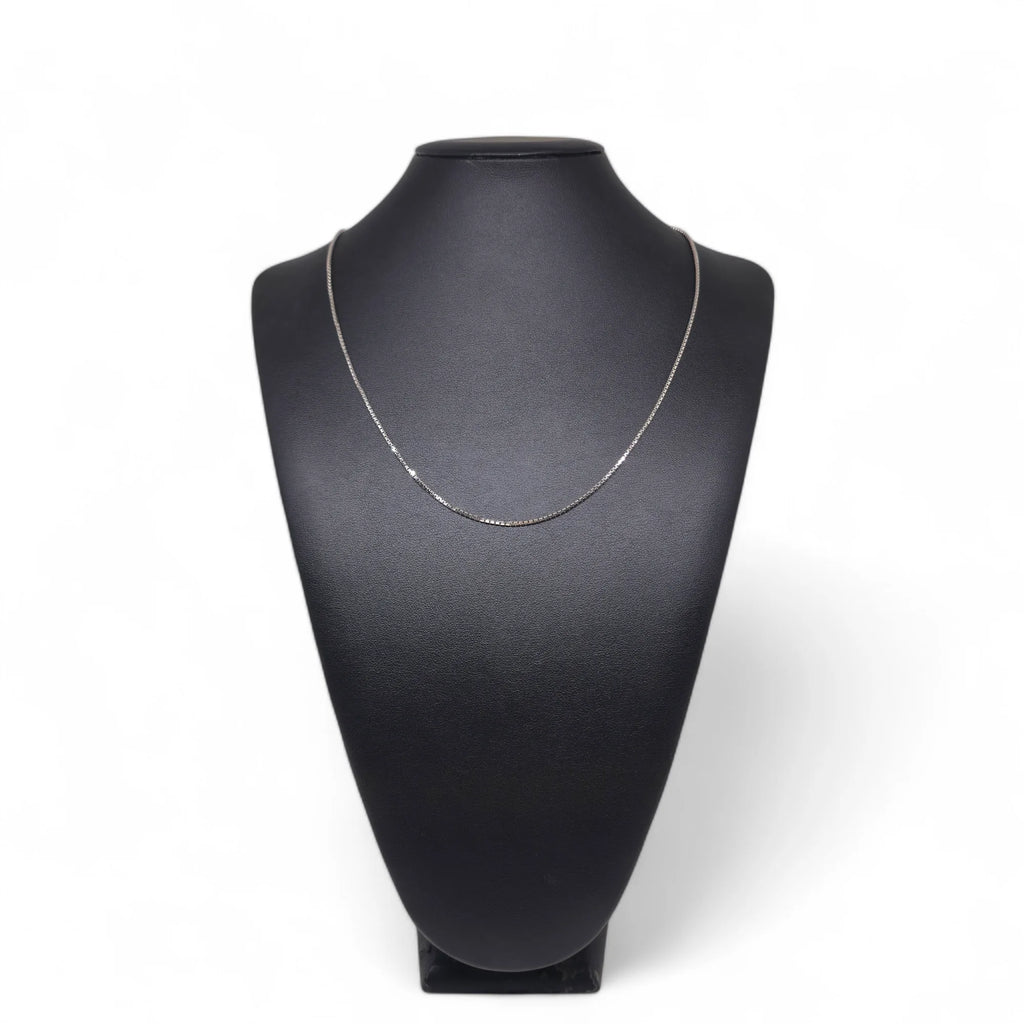 Collana Unisex in oro bianco 18 carati con maglia laser doppia 50cm