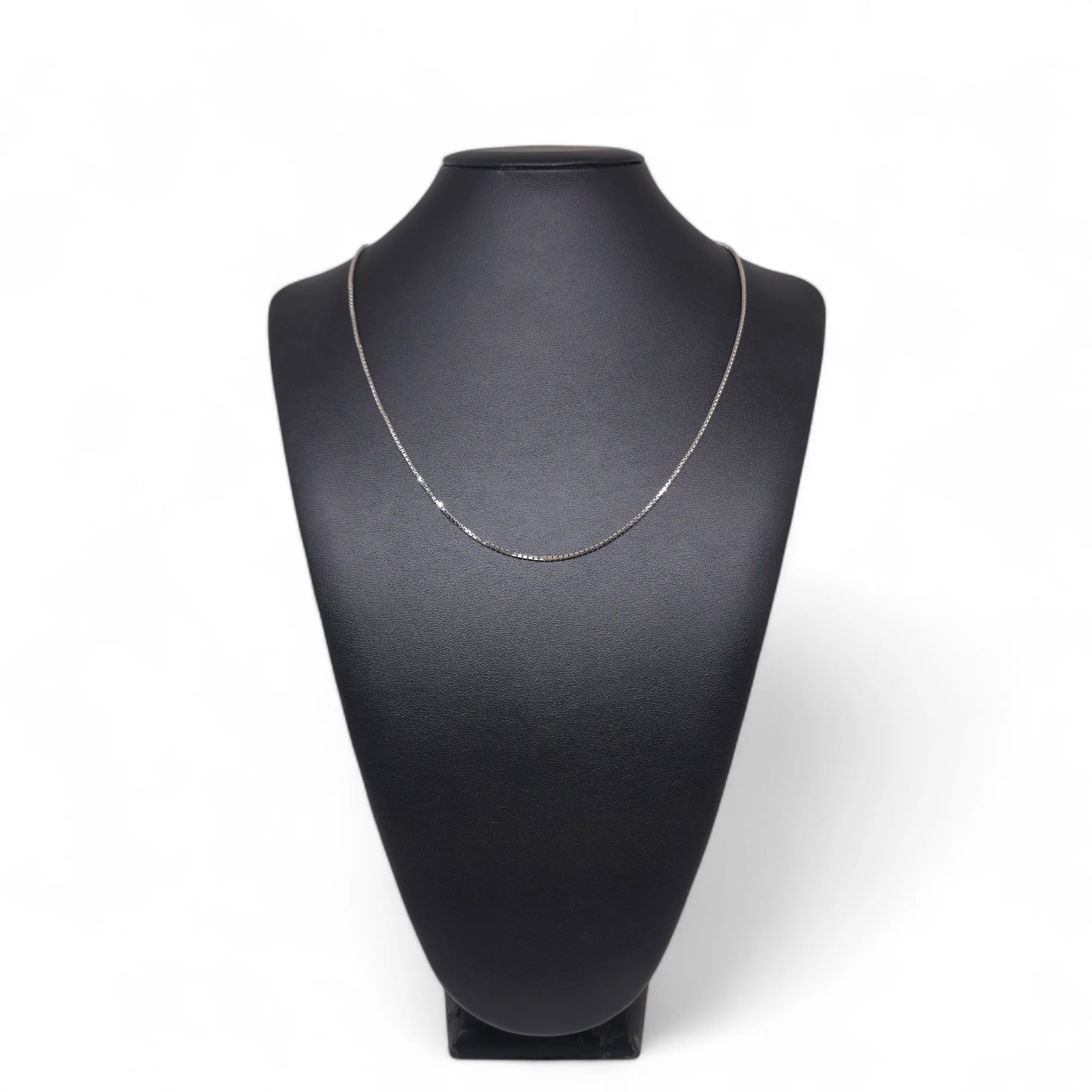 Collana Unisex in oro bianco 18 carati con maglia laser doppia 50cm