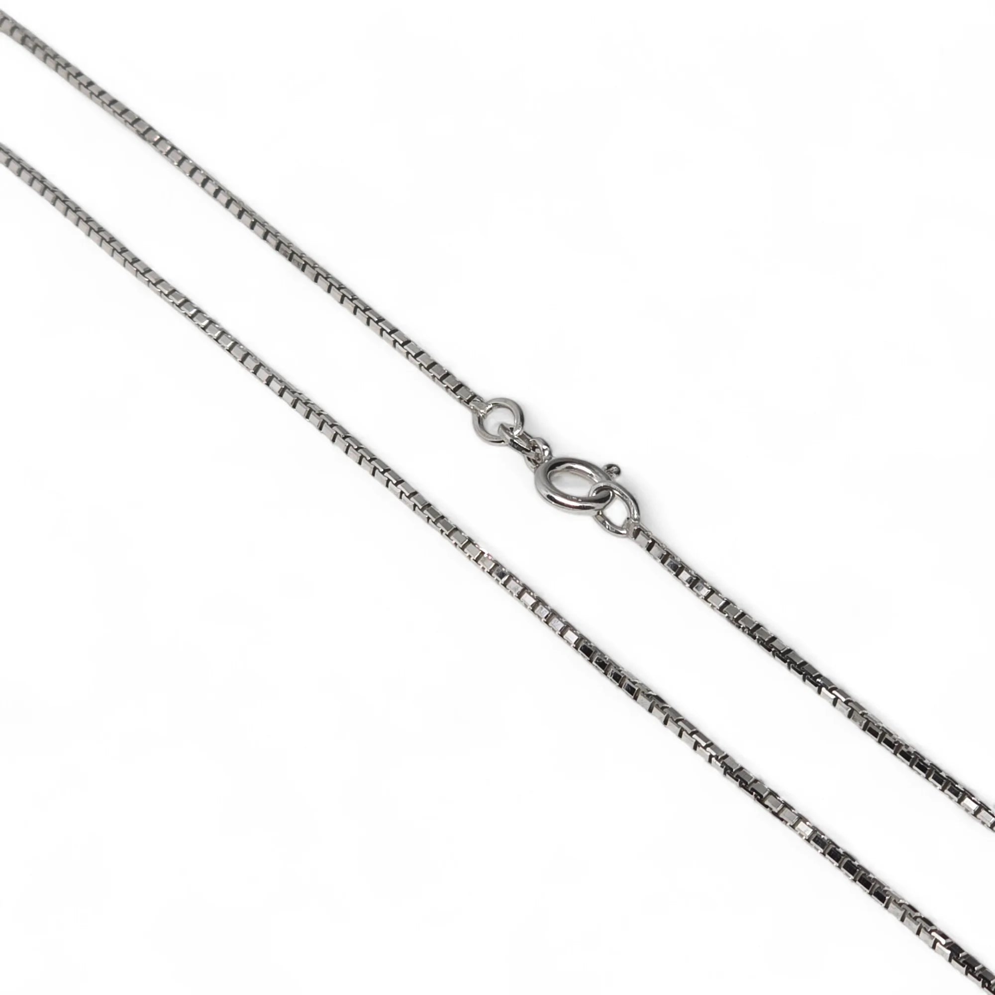 Collana Unisex in oro bianco 18 carati con maglia laser doppia 50cm