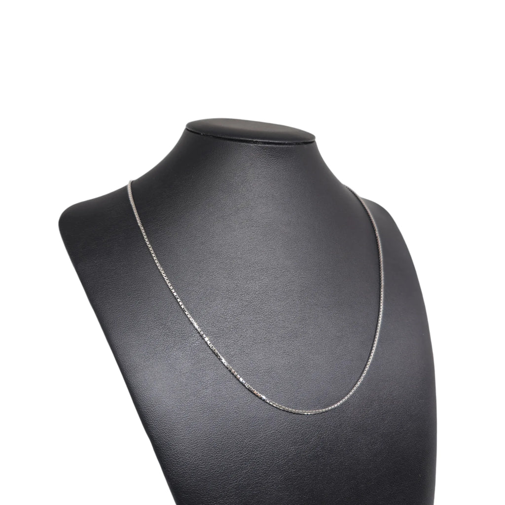 Collana Unisex in oro bianco 18 carati con maglia laser doppia 50cm