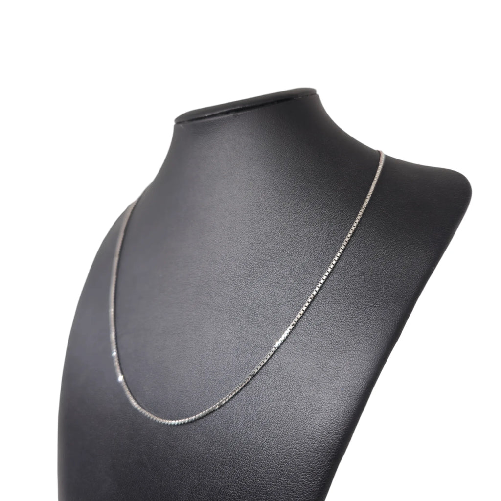 Collana Unisex in oro bianco 18 carati con maglia laser doppia 50cm