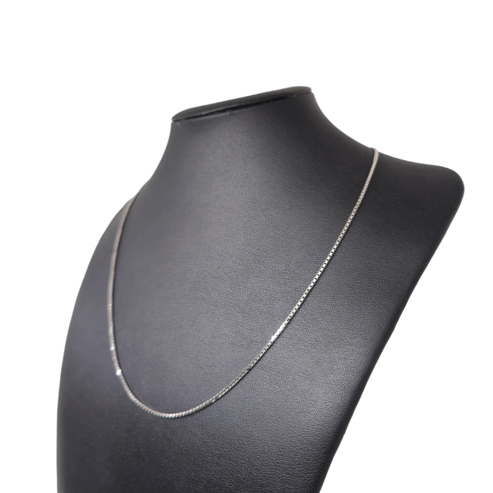 Collana Unisex in oro bianco 18 carati con maglia laser doppia 50cm