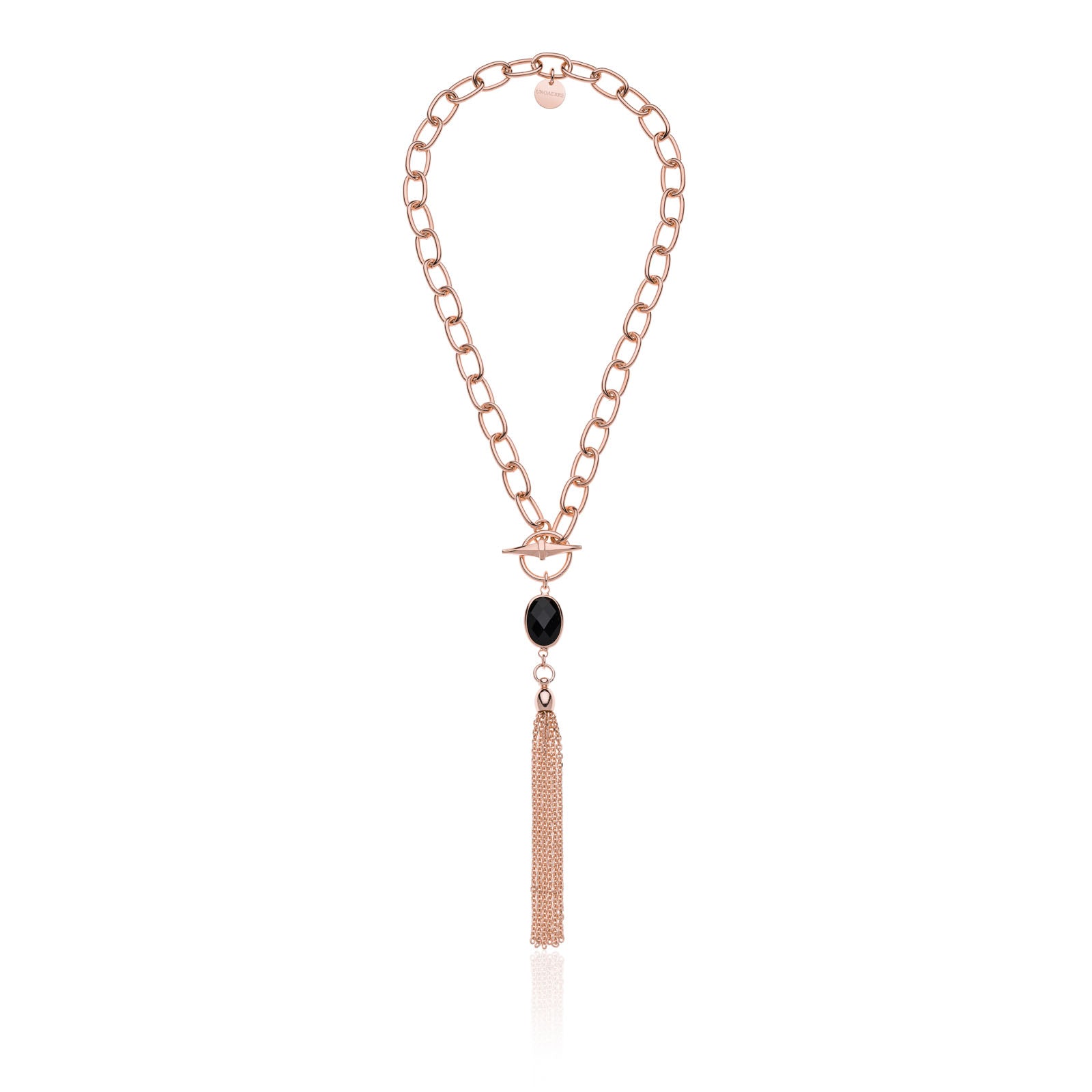 Collana Unoaerre donna con pietra nera e frange 2195