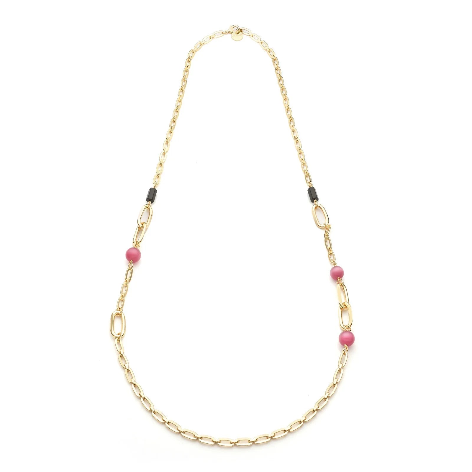 Collana Unoaerre donna con sfere rosa in bronzo dorato 2560