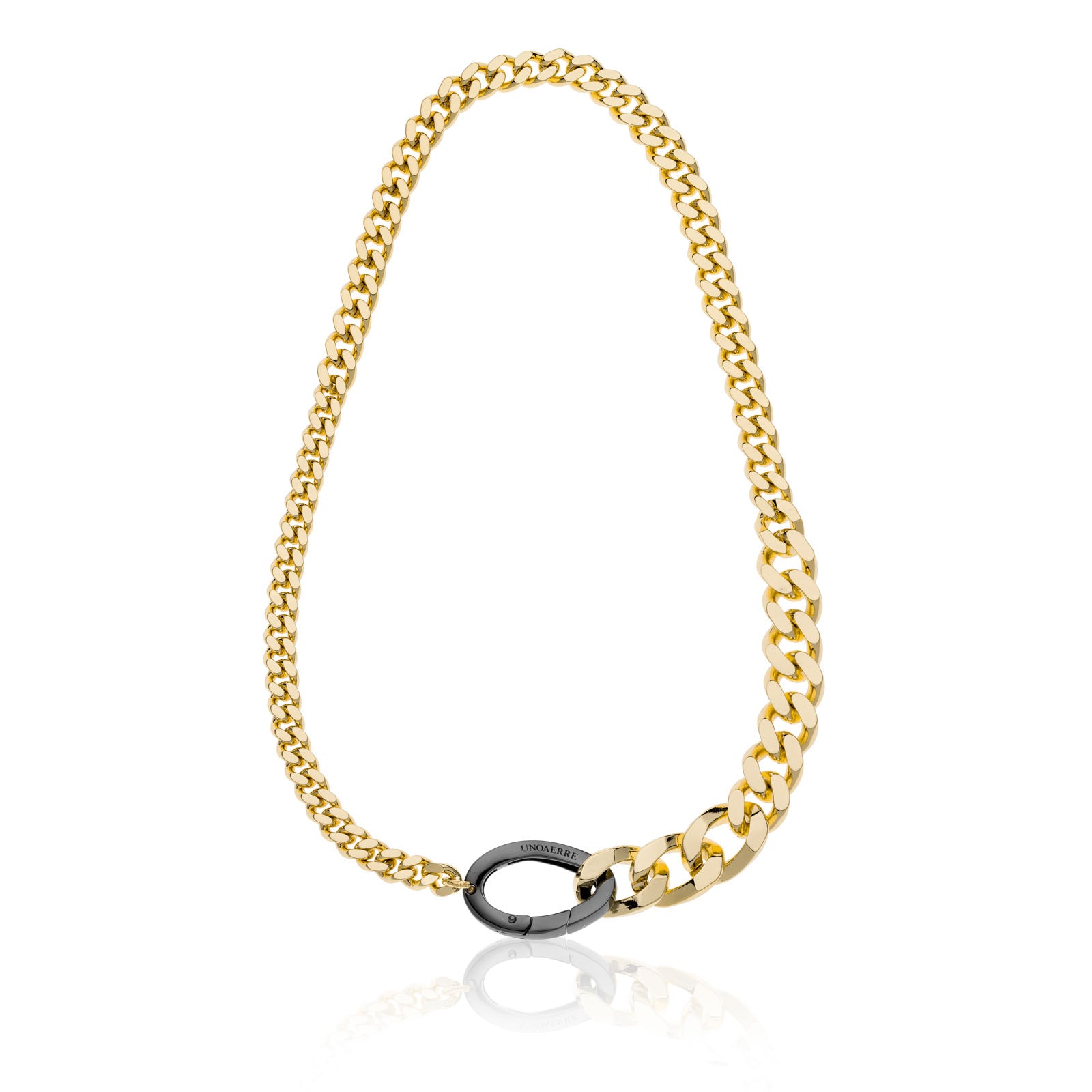 Collana Unoaerre donna grumetta con moschettone nero 2356