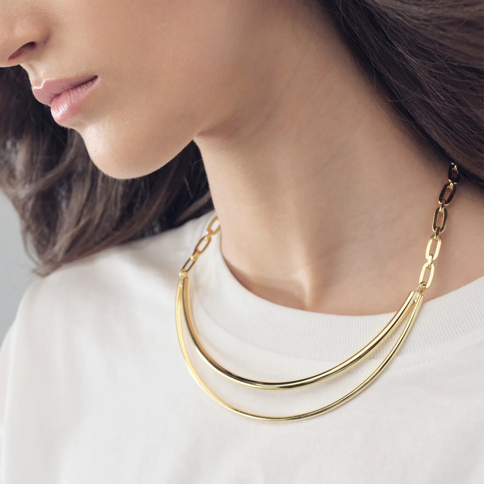 Collana Unoaerre donna rigida in bronzo dorato line 2634