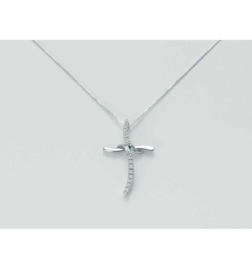 Yukiko-Halskette, Kreuz-Anhänger mit Diamanten cld2731y