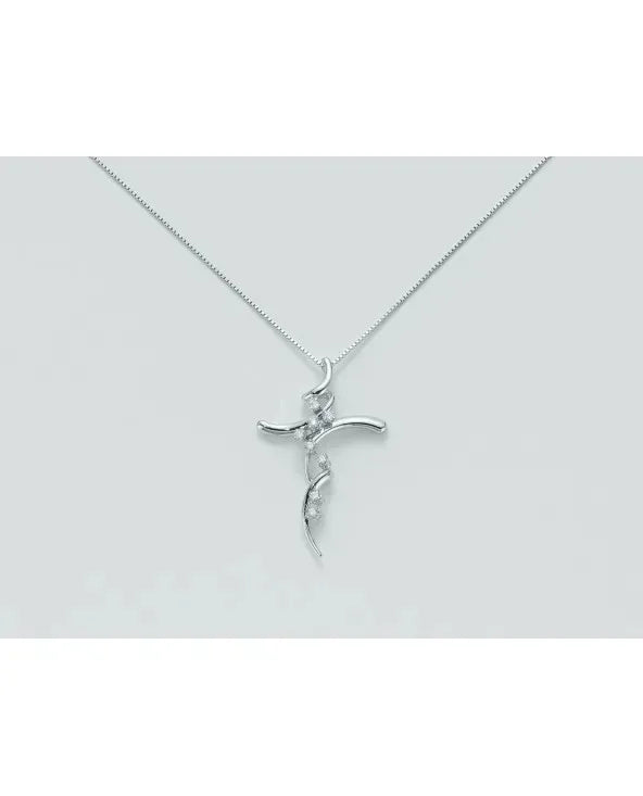 Collana Yukiko croce pendente con diamanti cld3137y