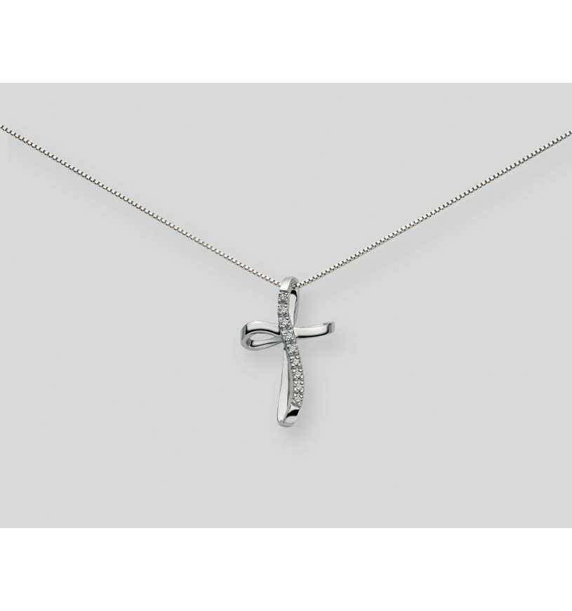 Collana in oro Yukiko croce pendente con diamanti cld745y
