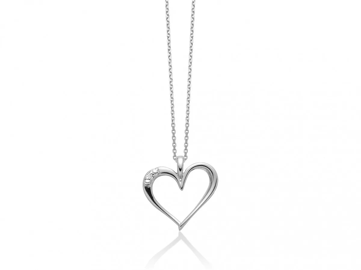 Collana Yukiko cuore in oro bianco e diamanti cld4239yx