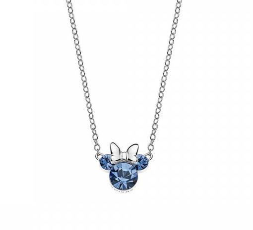 Disney Kinderkette Minnie mit Schleife aus Sterlingsilber und blauen Zirkonen ns00006sdecl-157.cs
