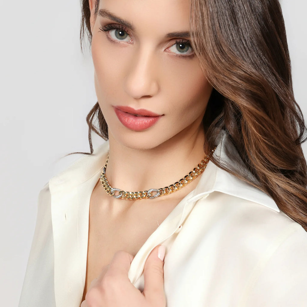 Collana bicolore grumetta e zirconi Unoaerre donna 2806