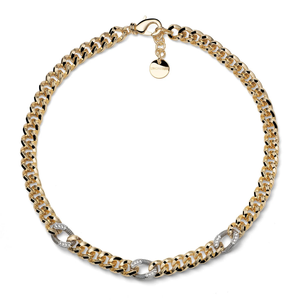 Collana bicolore grumetta e zirconi Unoaerre donna 2806