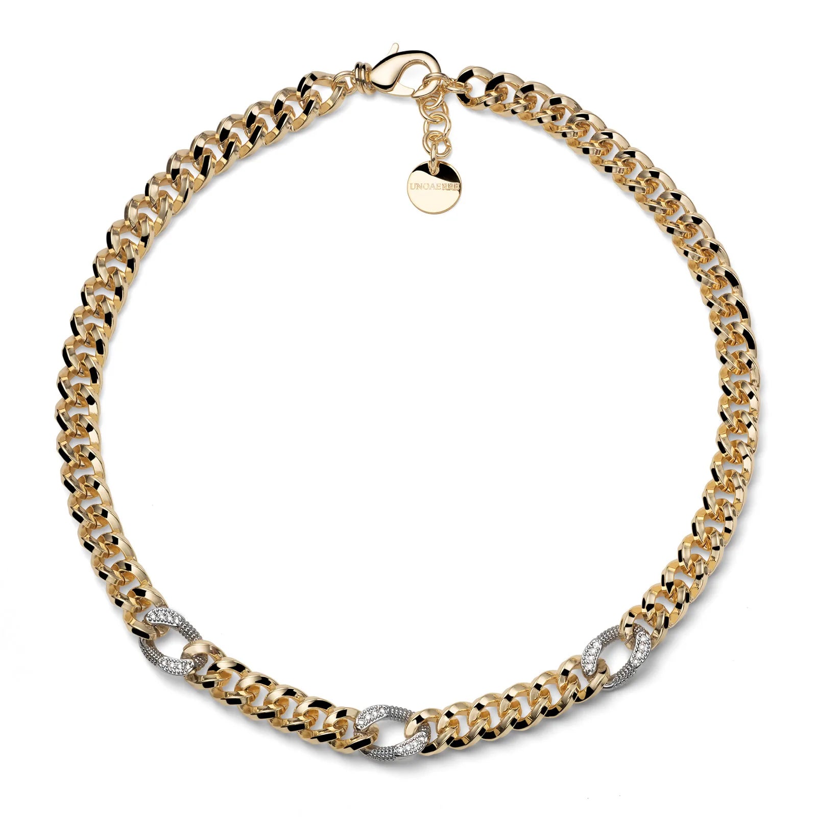Collana bicolore grumetta e zirconi Unoaerre donna 2806