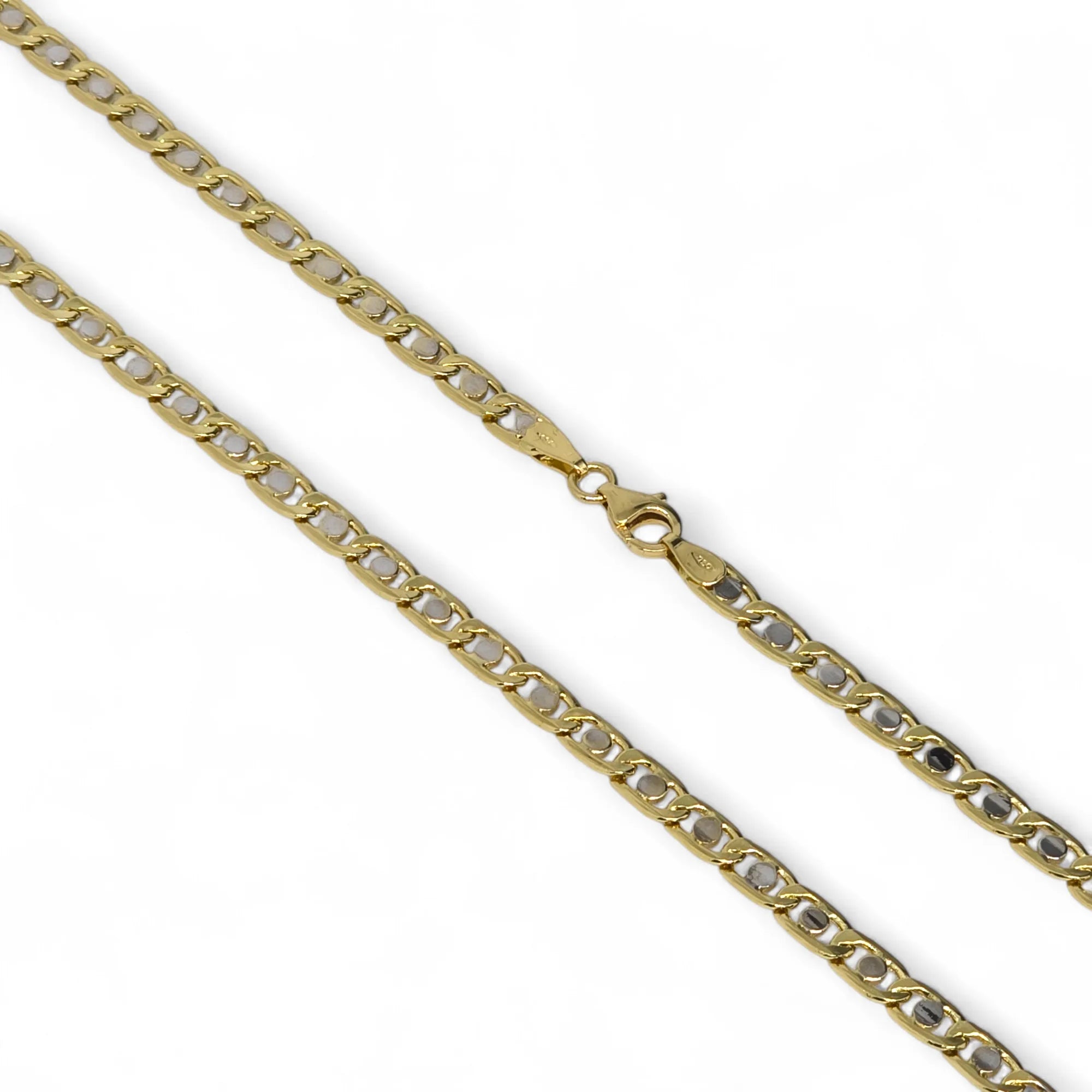 Collana bicolore in oro giallo 18 carati con maglia a catena con dettaglio in oro bianco