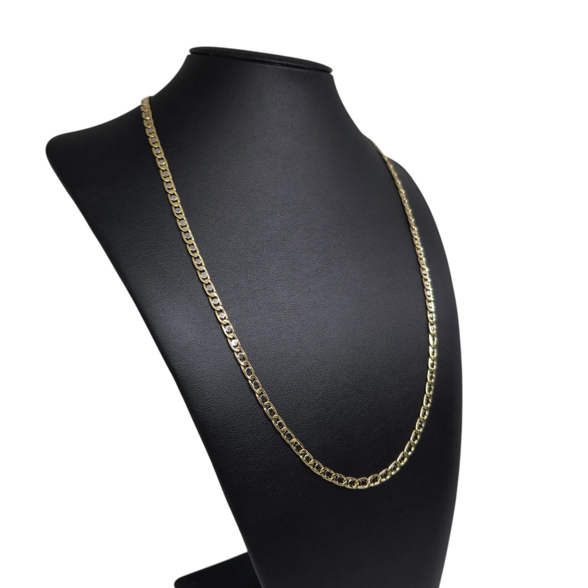 Collana bicolore in oro giallo 18 carati con maglia a catena con dettaglio in oro bianco